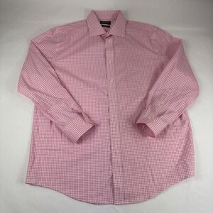 Lauren Ralph Lauren Shirt Mens 17 Pink Gingham Stretch Regular Fit Black Label
